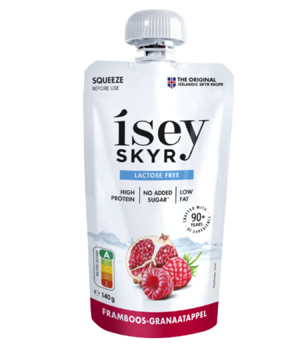 Isey skyr framboos - granaatappel (knijpzakje)