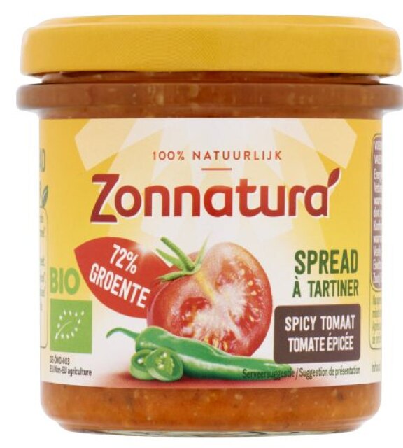 Zonnatura groentespread spicey tomaat bio 